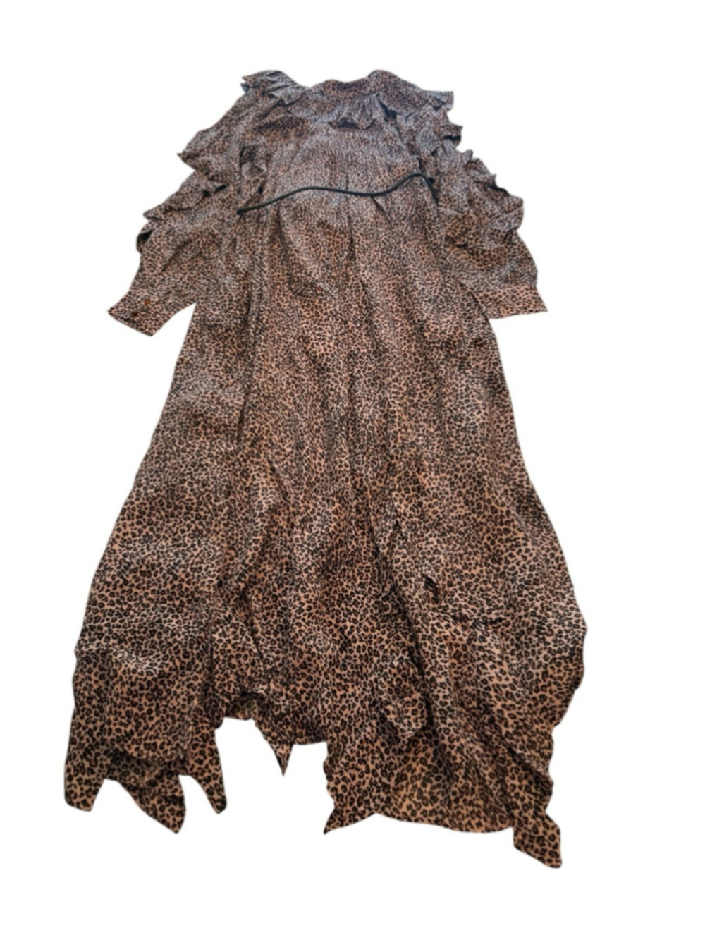 FARM Rio Baby Leopard Pink Leopard Sleeved Angled Ruffled Maxi Dress - Picture 6 of 13